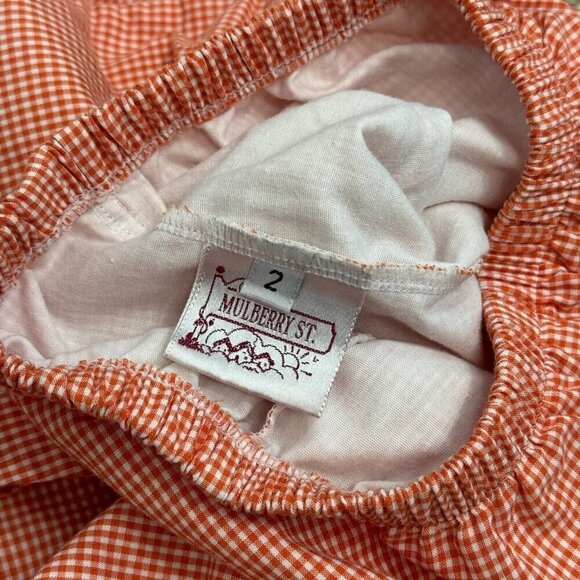 Mulberry St. Outfit Reversible Top Embroidered Gingham Halloween Orange Size 2 - Picture 8 of 13